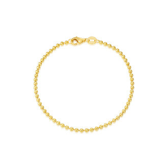 10K Yellow Gold 2 MM Durable Strong Bead Chain Bracelet-1