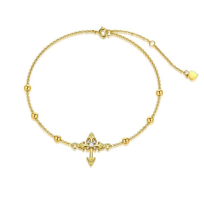 Armband mit Kreuzanhänger aus 14 Karat Gold mit Moissanit-1