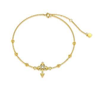 10K Gold Moissanite Cross Charm Bracelet-49