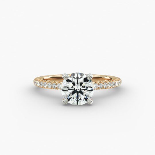 14K Yellow Gold Petite Pavé Lab Diamond Engagement Ring