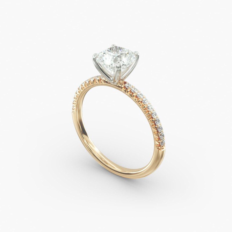 18K Yellow Gold Petite Pavé Lab Diamond Engagement Ring-4