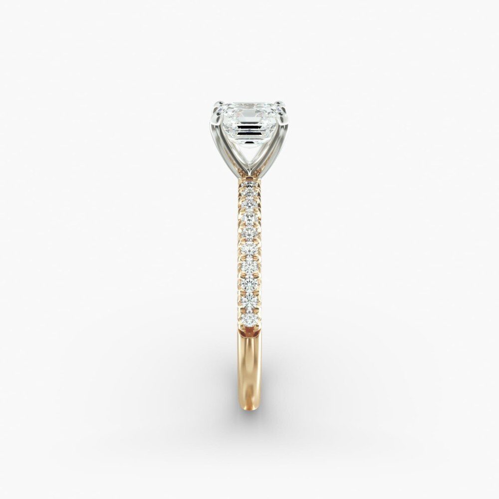 Anel de noivado em ouro amarelo de 14 quilates com diamantes Petite Pavé Lab-5