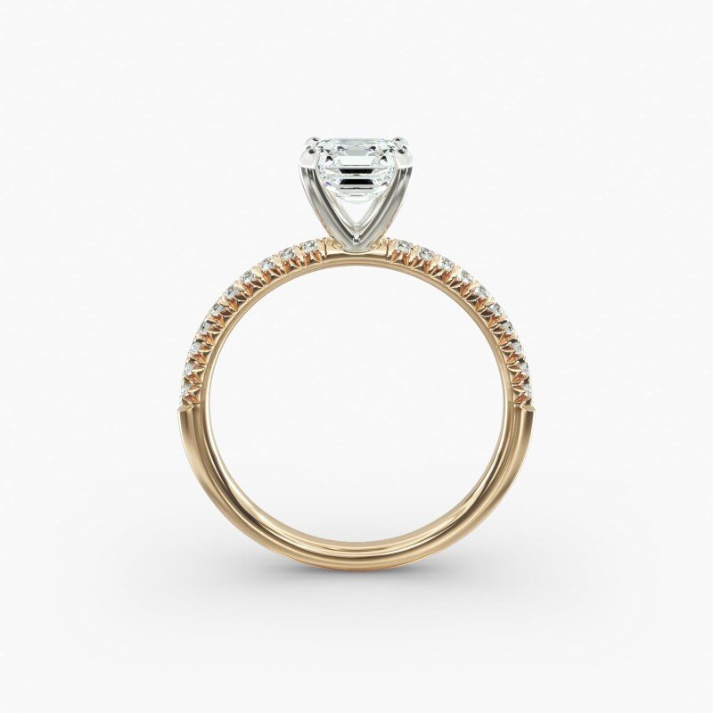 Anel de noivado em ouro amarelo de 10 quilates com diamantes Petite Pavé Lab-6