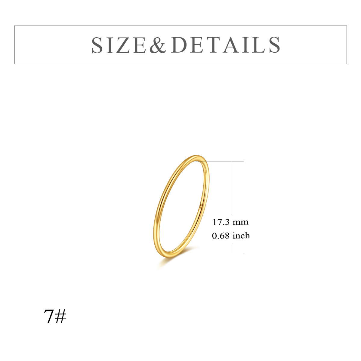 14K Yellow Gold Stackable Thin Gold Ring Plain Band Ring-5