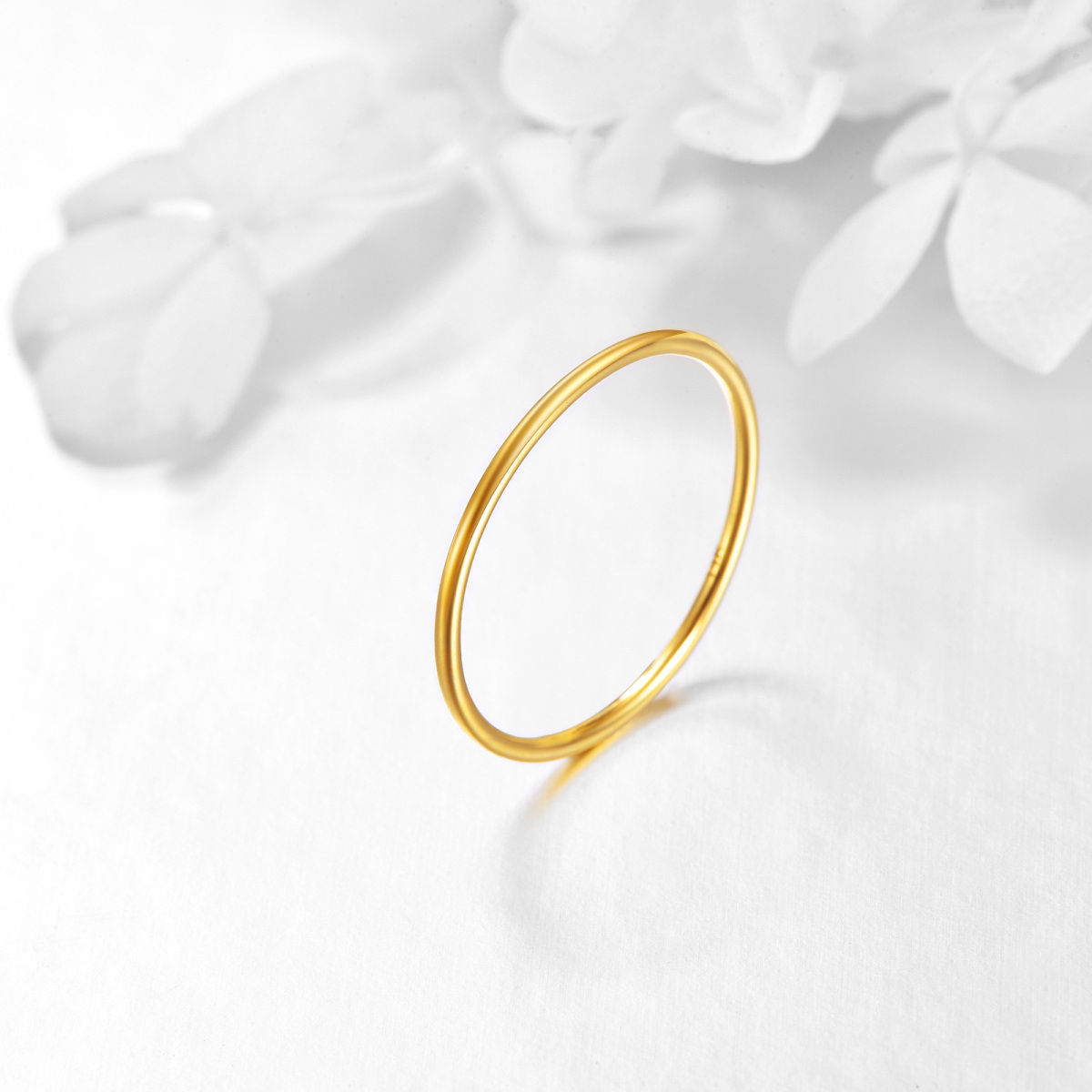 14K Gold Stackable Thin Gold Ring Plain Band Ring For Women-3