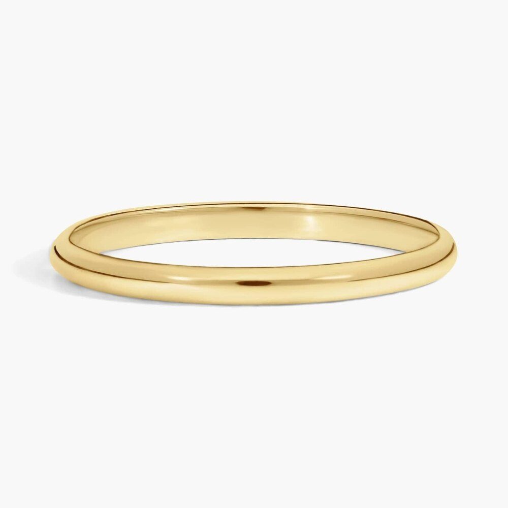 Alliance classique traditionnelle légèrement incurvée en or jaune 14 carats, 2 mm-1