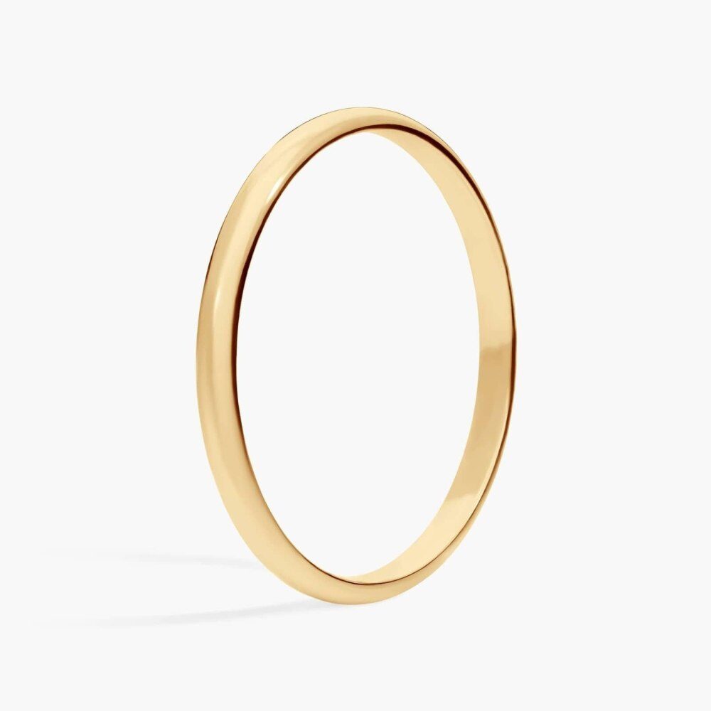 Alliance classique traditionnelle légèrement incurvée en or jaune 14 carats, 2 mm-4