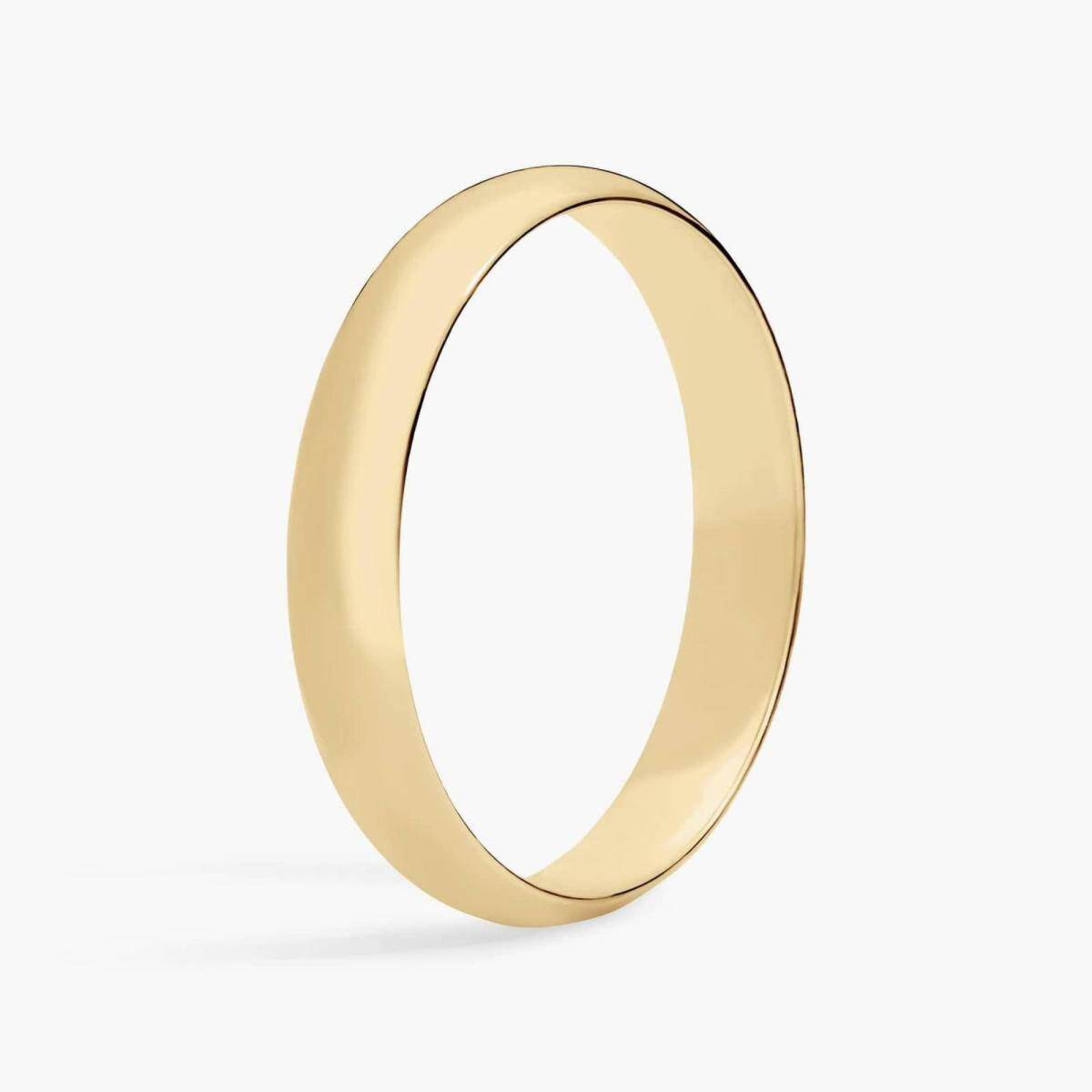 Alliance classique traditionnelle légèrement incurvée en or jaune 18 carats, 4 mm-3