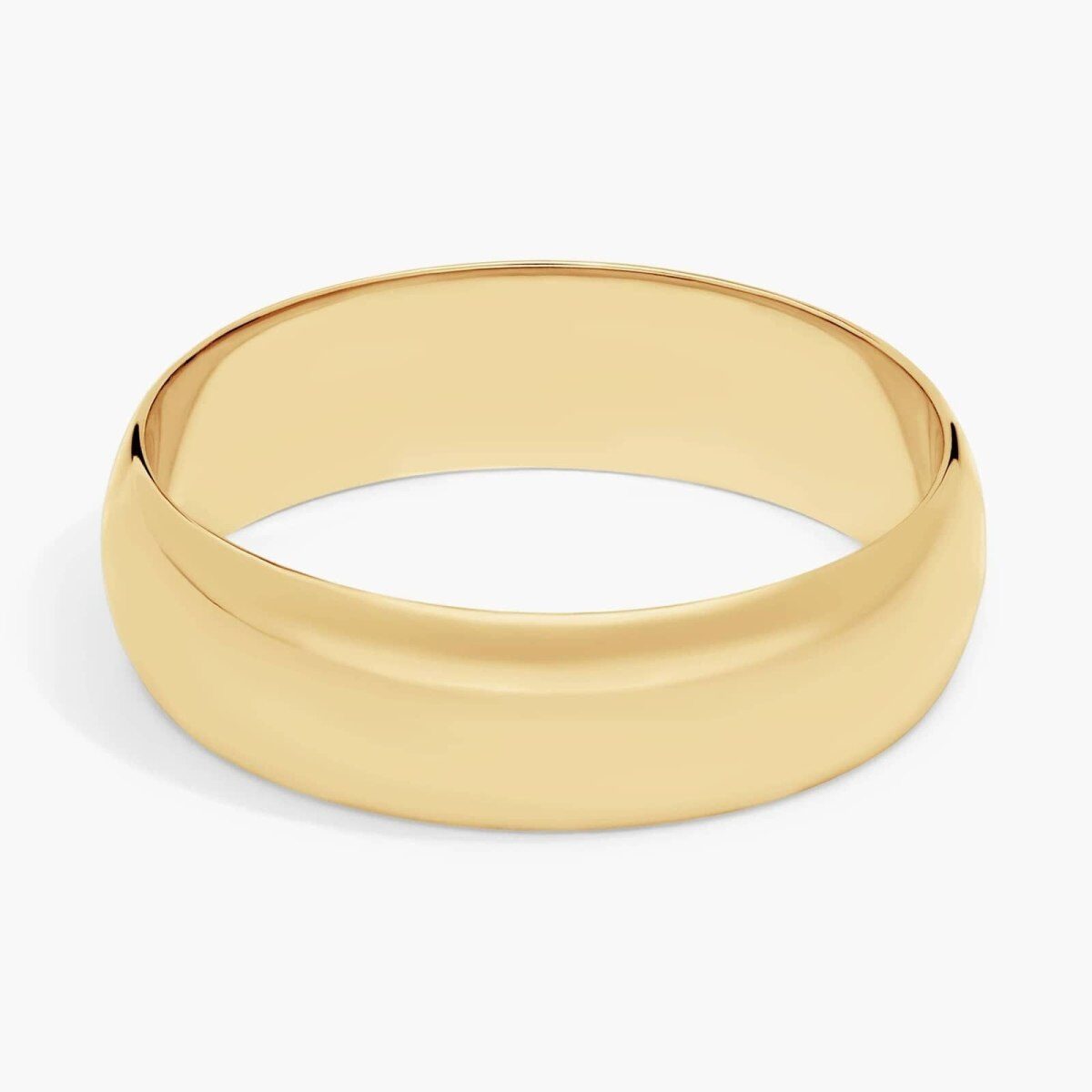 Aliança de casamento clássica tradicional ligeiramente curvada em ouro amarelo de 18 quilates de 6 mm-1