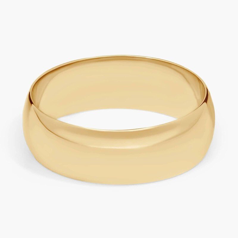 14k Yellow Gold Traditional Classic Slightly Curved Wedding Band 7mm-1