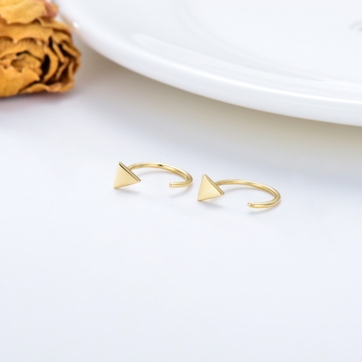 10K Yellow Gold Triangle Half Hoop Earrings Jewelry Gifts ideal for Women-4