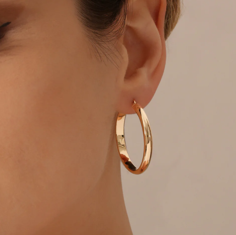 10K White Gold Circle Hoop Earrings-2