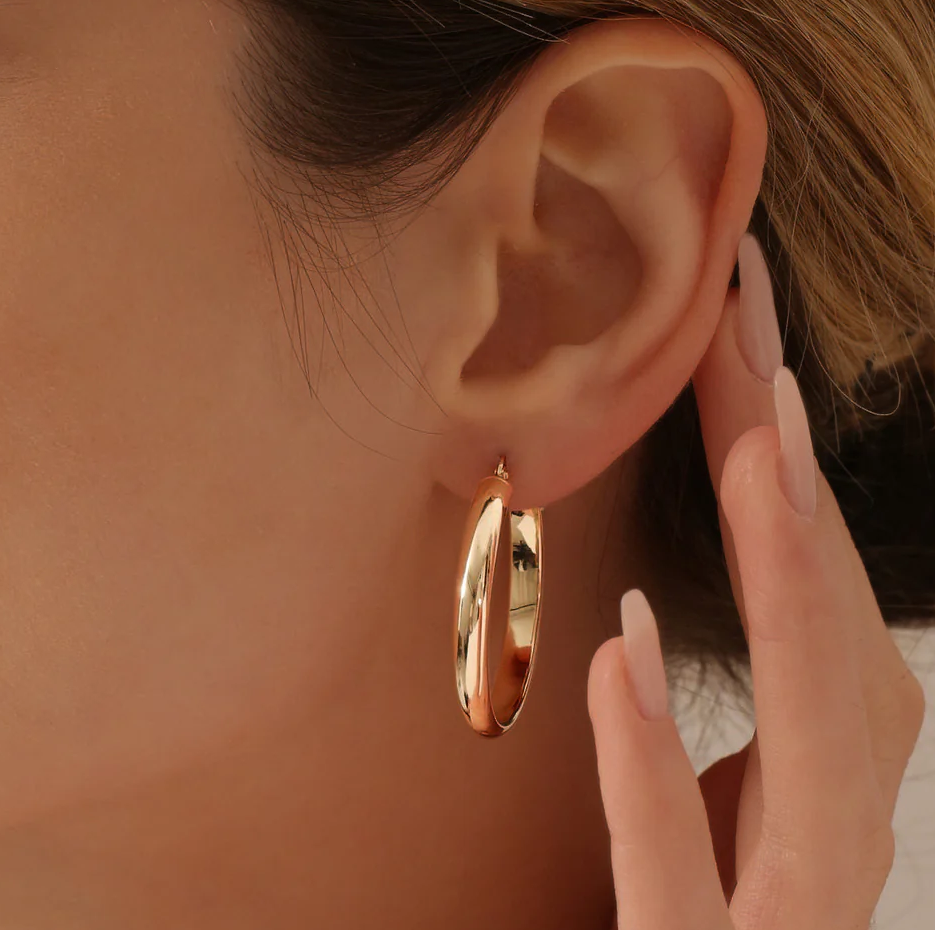 14K Yellow Solid Gold Large Gold Hoop Earrings 35MM-4