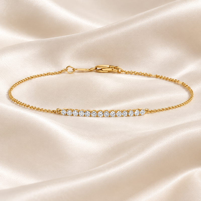 Pulsera de oro de 18 quilates con diamantes redondos cultivados en laboratorio de 0,25 quilates para mujer.-3
