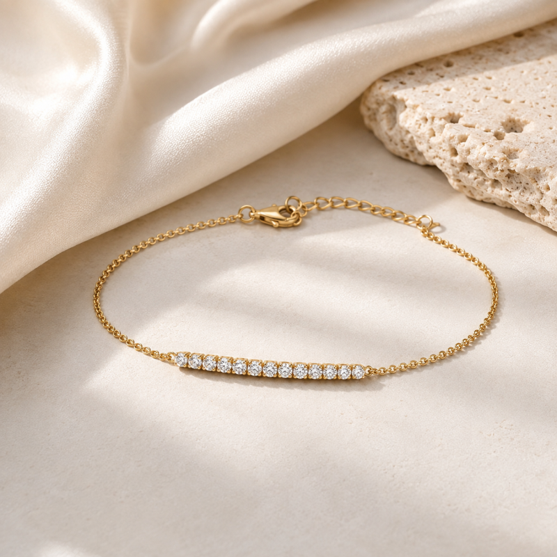 Pulsera de oro de 18 quilates con diamantes redondos cultivados en laboratorio de 0,25 quilates para mujer.-4