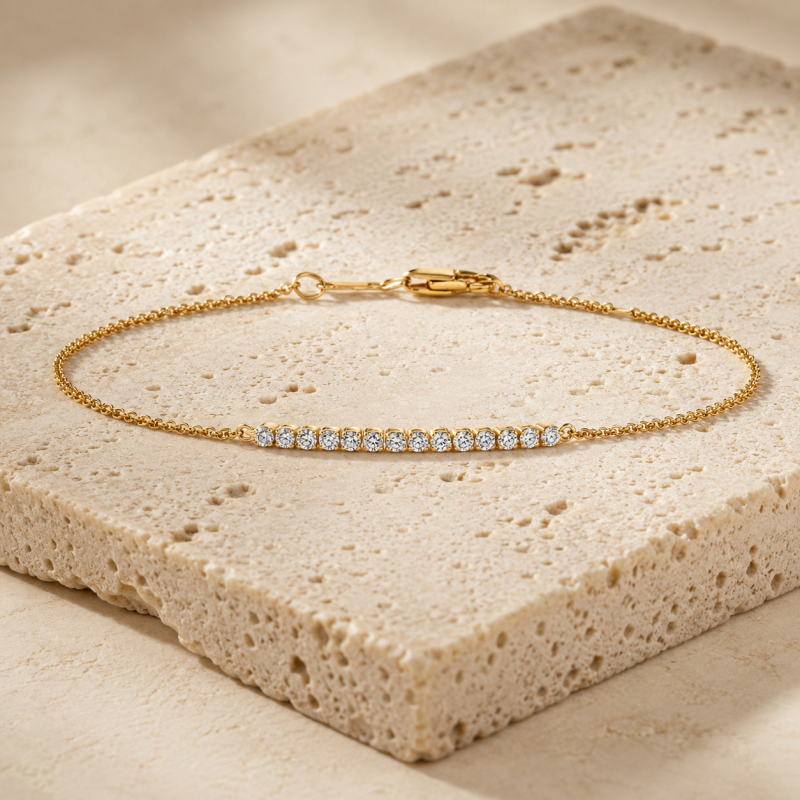 Pulsera de oro de 18 quilates con diamantes redondos cultivados en laboratorio de 0,25 quilates para mujer.-5