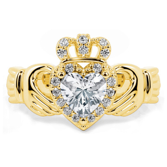 Bague de fiançailles personnalisée en or 10K avec diamant créé en laboratoire taillé en cœur, de 0,75 à 3,25 CT, couleur D, pureté VVS-VS, certifiée IGI, 3EX