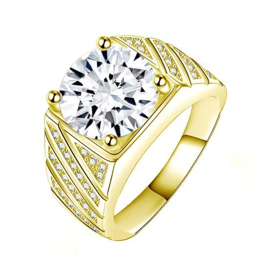 Anillo de compromiso personalizado con diamante creado en laboratorio, de corte redondo, en oro de 14 quilates, con peso total de entre 1,0 y 3,5 CT, color D, pureza VVS-VS, certificado por IGI.