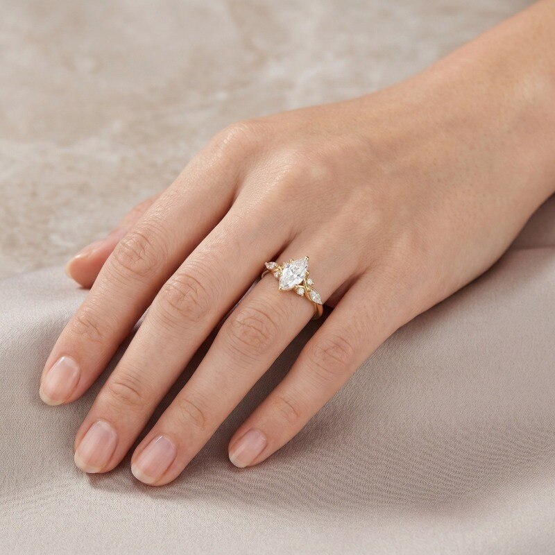 14K Gold 1.5-3.5CT Marquise Cut Lab Created Diamond Custom Engagement Ring D Color VVS2 Clarity 3EX IGI Certified-2