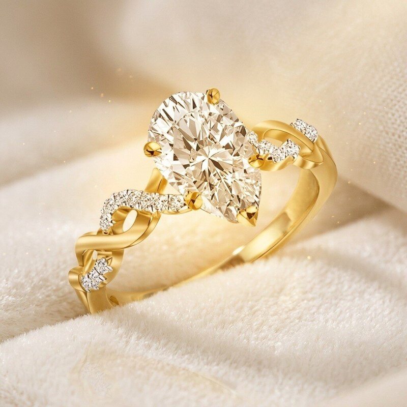 18K Gold 1.5-3.5CT Marquise Cut Lab-Grown Diamond Custom Engagement Ring D Color VVS2 Clarity 3EX IGI Certified-4
