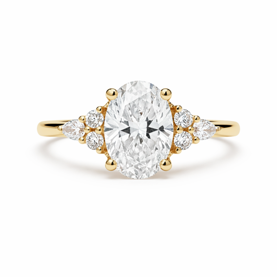 Anillo de compromiso personalizado de diamantes creados en laboratorio, corte ovalado, 1,5-3,5 quilates, oro de 14 quilates, color D, pureza VVS2, certificado IGI con 3EX