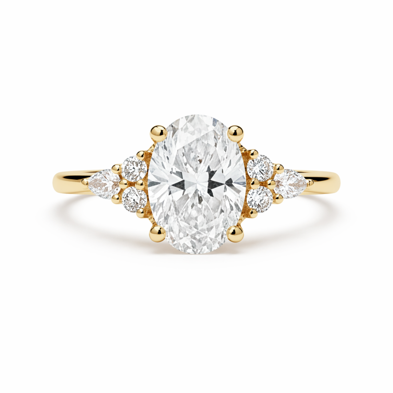 10K Gold 1.5-3.5CT Oval Cut Lab Created Diamond Custom Engagement Ring D Color VVS2 Clarity 3EX IGI Certified-1