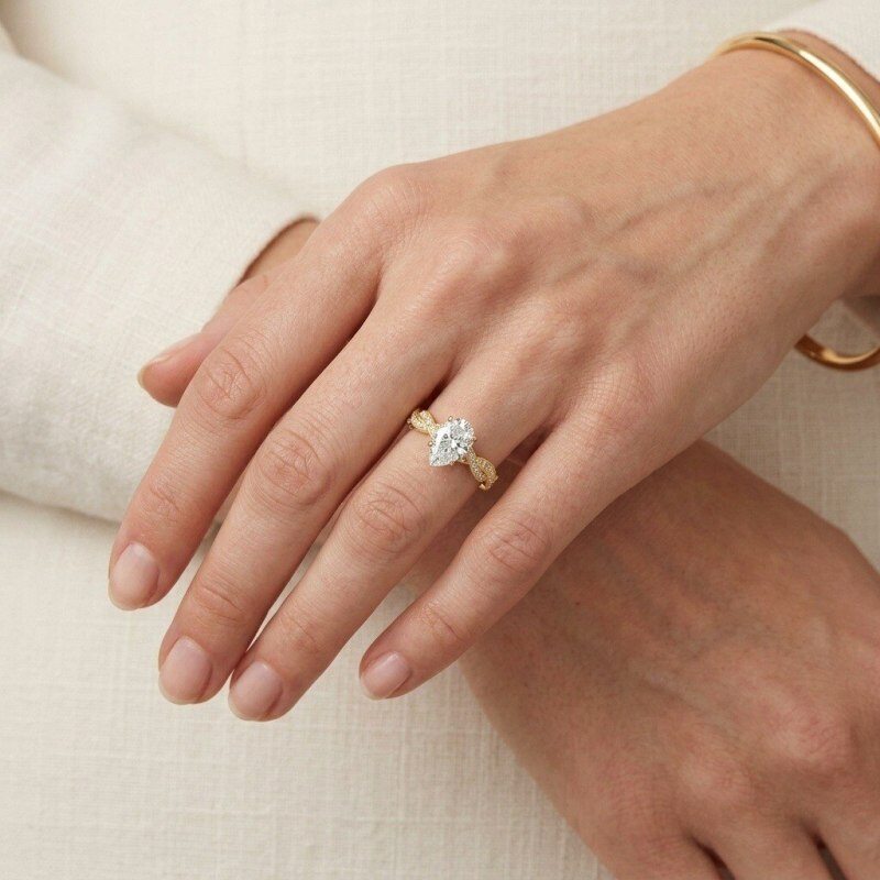 18K Gold 1.5-3.5CT Pear Cut Lab-Grown Diamond Custom Engagement Ring D Color VVS2 Clarity 3EX IGI Certified-2