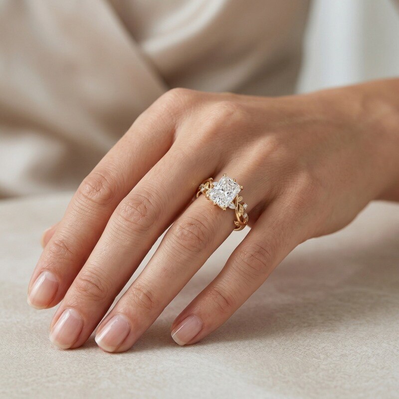 18K Gold 1.5-3.5CT Radiant Cut Lab Created Diamond Custom Engagement Ring D Color VVS2 Clarity 3EX IGI Certified-2