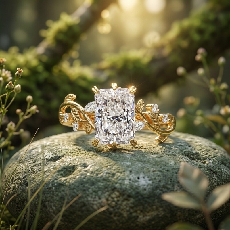 18K Gold 1.5-3.5CT Radiant Cut Lab Created Diamond Custom Engagement Ring D Color VVS2 Clarity 3EX IGI Certified-3
