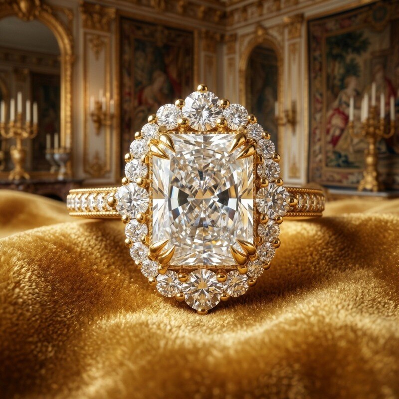 10K Gold 1.5-3.5CT Radiant Cut Lab Created Diamond Custom Engagement Ring D Color VVS2 Clarity 3EX IGI Certified-3