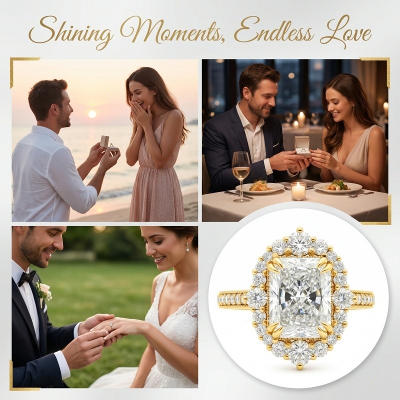 10K Gold 1.5-3.5CT Radiant Cut Lab Created Diamond Custom Engagement Ring D Color VVS2 Clarity 3EX IGI Certified-4