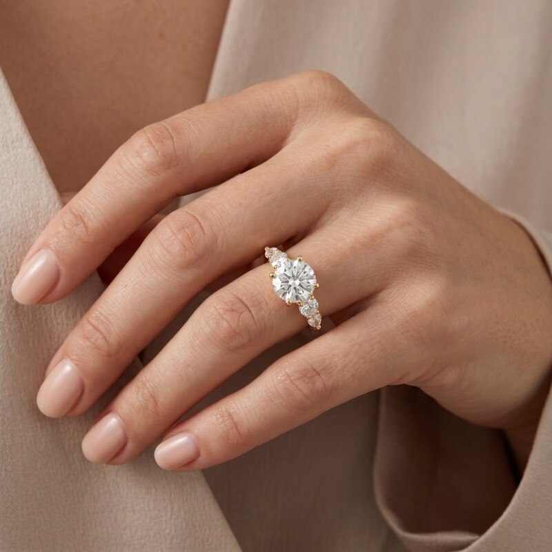 10K Gold 1.5-3.5CT Round Cut Lab Created Diamond Custom Engagement Ring D Color VVS2 Clarity 3EX IGI Certified-2