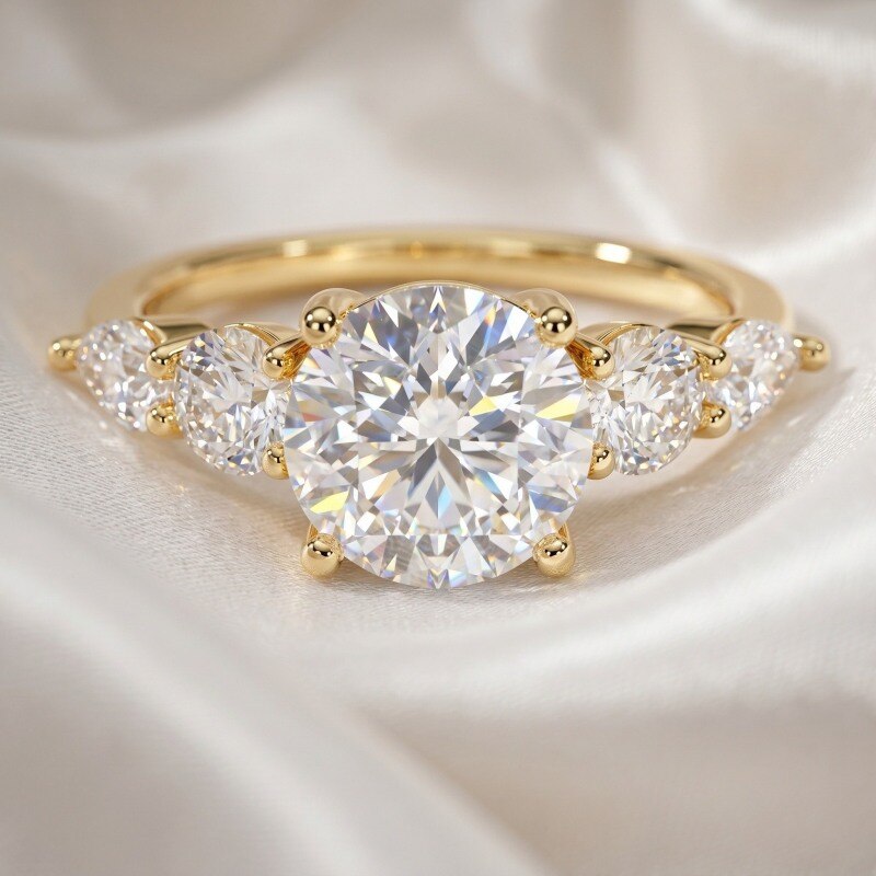 10K Gold 1.5-3.5CT Round Cut Lab Created Diamond Custom Engagement Ring D Color VVS2 Clarity 3EX IGI Certified-3