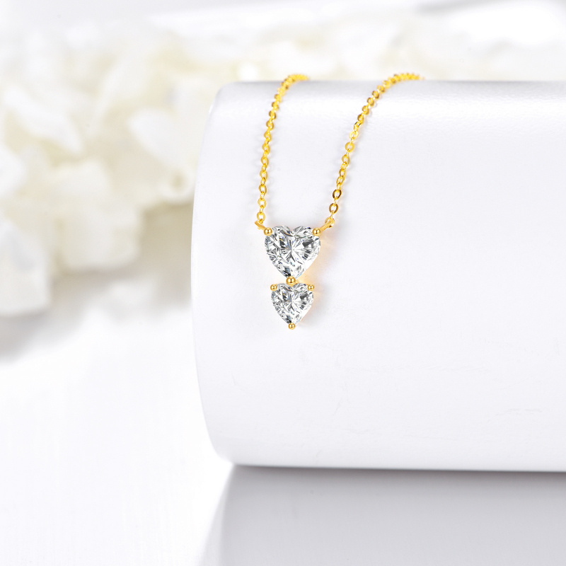 Collar con colgante de corazón de moissanita en oro de 14K, 1,5 CT.T.W.-3