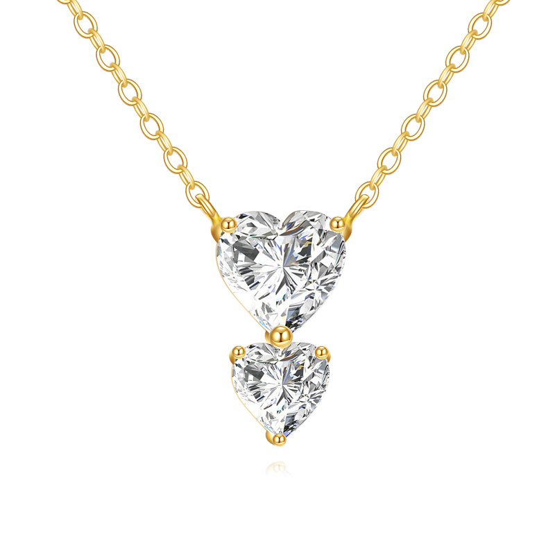 Collar con colgante de corazón de moissanita en oro de 14K, 1,5 CT.T.W.-1