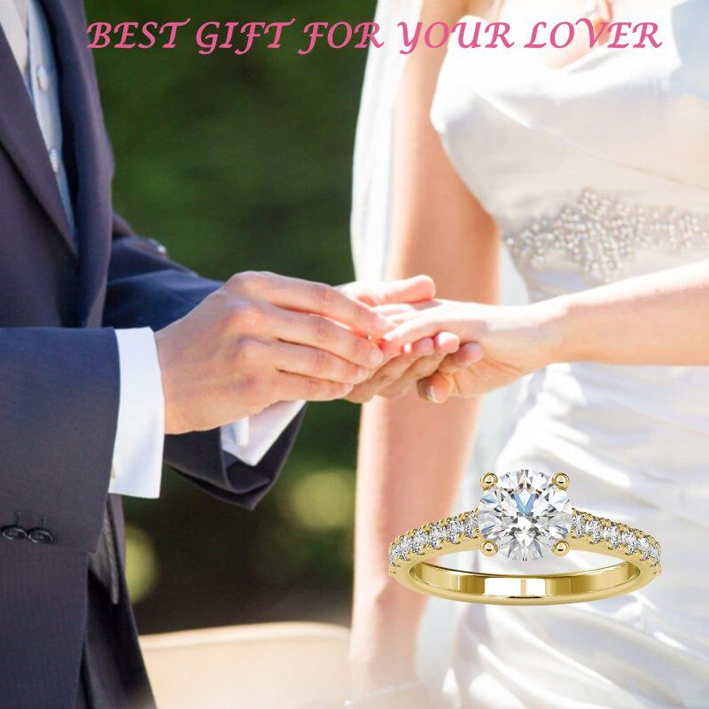 14K Gold 1CT Round Moissanite Wedding Ring-4