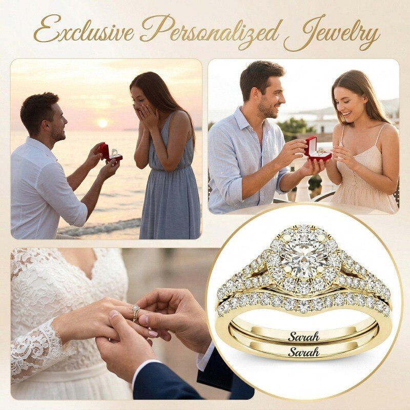 Bague de fiançailles personnalisée en or 18K avec diamant rond créé en laboratoire, de 1 à 3,5 carats, couleur D, pureté VVS1-VS1, certification 3EX IGI-4