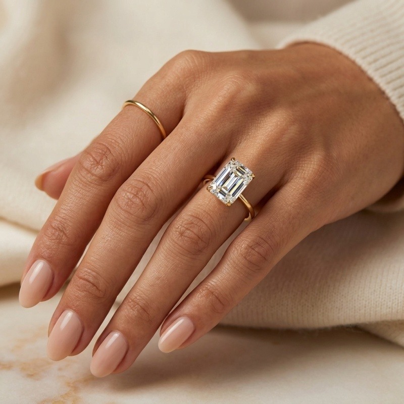 14K Gold 1 to 3 CTW Emerald Cut Lab-Grown Diamond Custom Engagement Rings-2