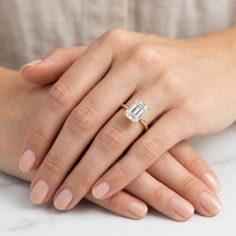 14K Gold 1 to 3 CTW Emerald Cut Lab-Grown Diamond Custom Engagement Rings-3