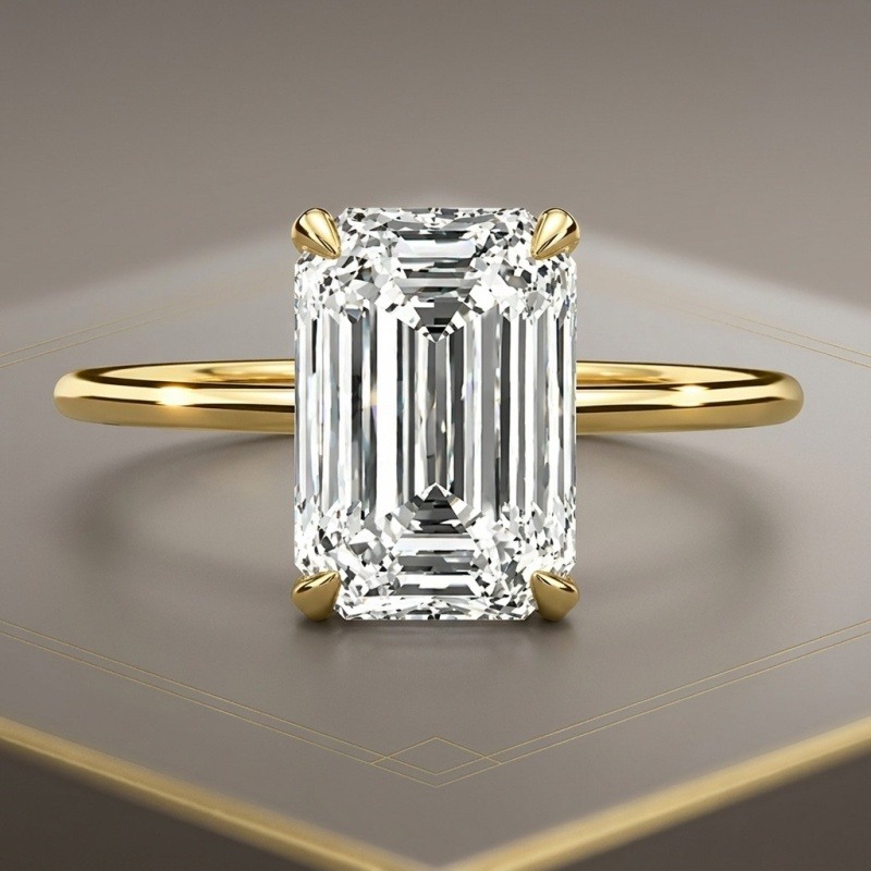 14K Gold 1 to 3 CTW Emerald Cut Lab-Grown Diamond Custom Engagement Rings-4