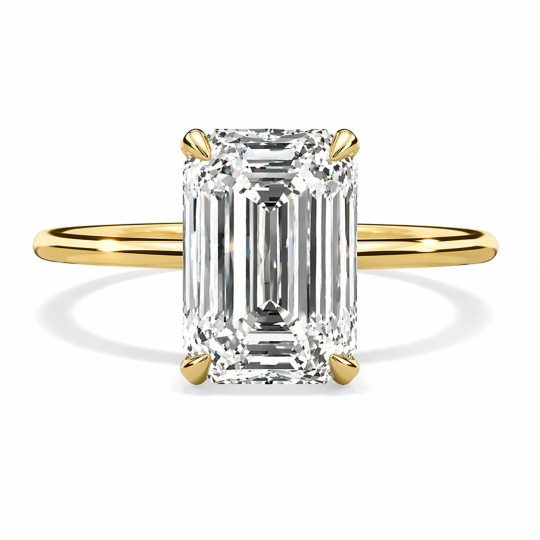 Anillo de compromiso personalizado con diamante de laboratorio talla esmeralda de 1 a 3 quilates en oro de 14 quilates