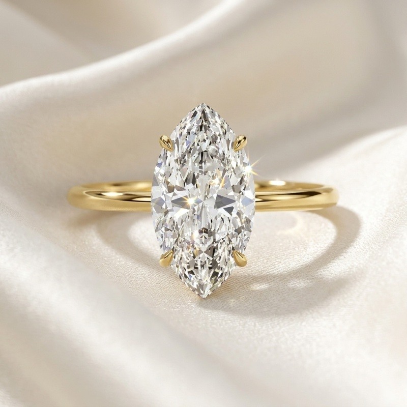 14K Gold 1 to 3 CTW Marquise Cut Lab-Grown Diamond Custom Engagement Ring-4