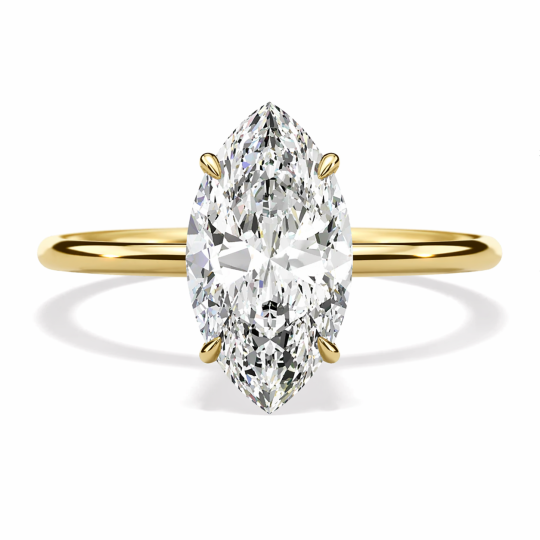Anillo de compromiso personalizado con diamante de laboratorio talla marquesa de 1 a 3 quilates en oro de 14 quilates