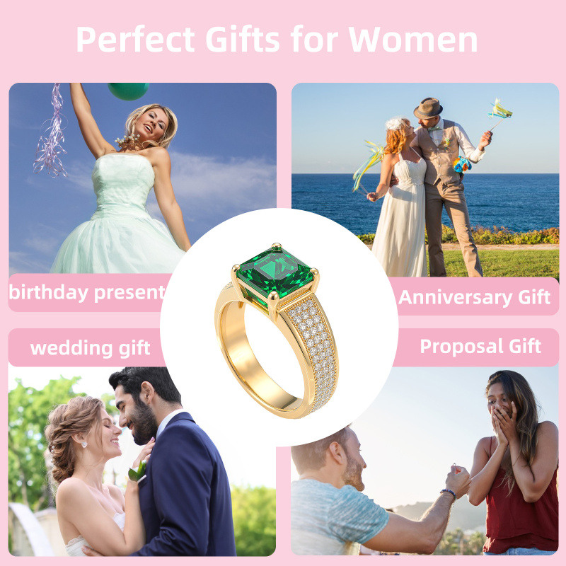 Bague de fiançailles en or 14K avec émeraude-4
