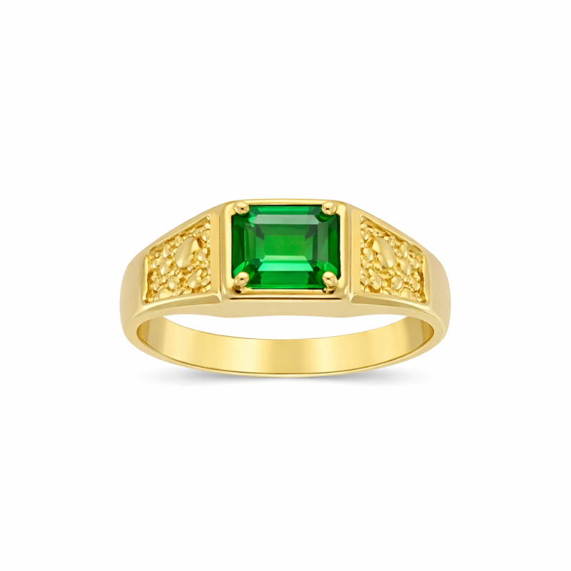 14K-Gold-Ring mit emeraldgeschnittenem, laborerzeugtem Smaragd für Herren, von 1 bis 6 CTW-5