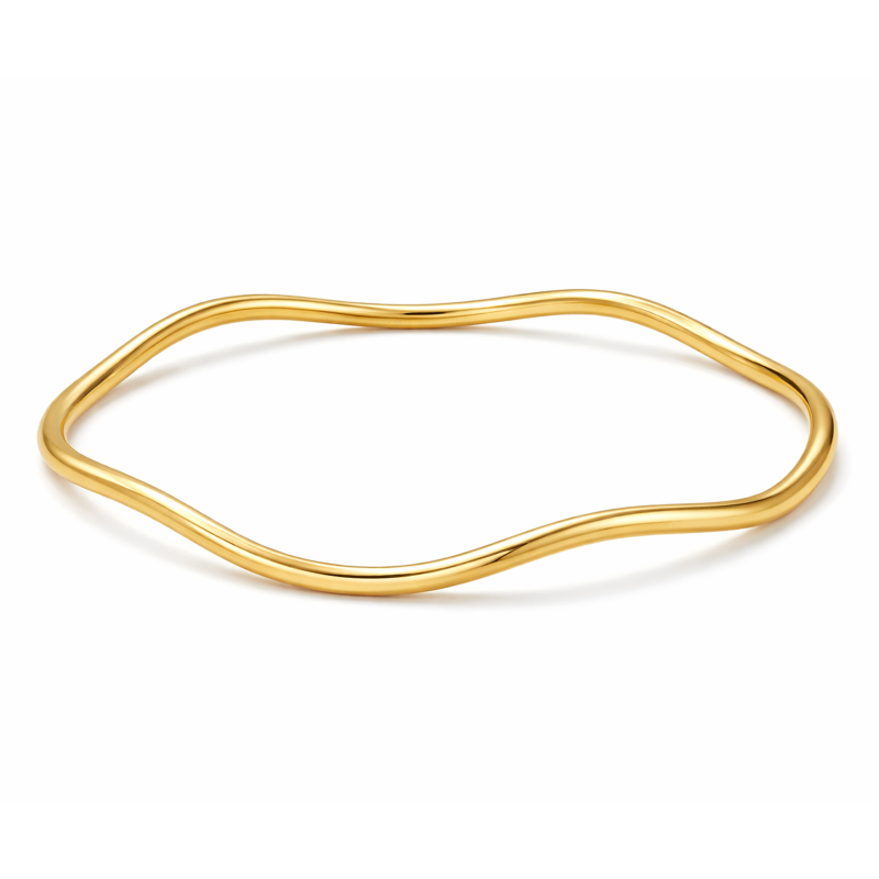 Pulsera rígida lisa de oro de 14 quilates y 2,0 mm-1