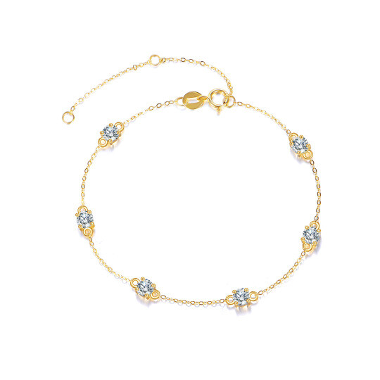 Braccialetto con ciondoli in oro 14K e moissanite da 4 mm
