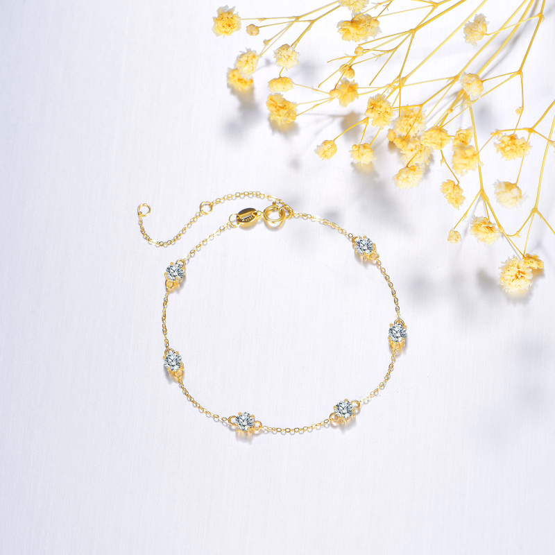 14K Gold 4MM Moissanite Charm Bracelet-3