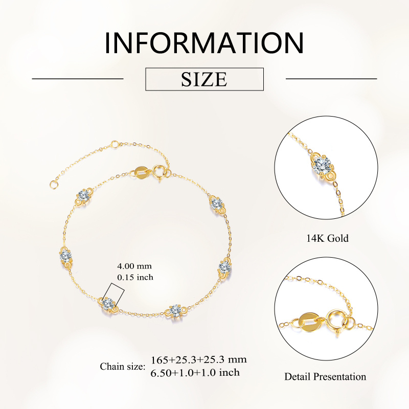 14K Gold 4MM Moissanite Charm Bracelet-4