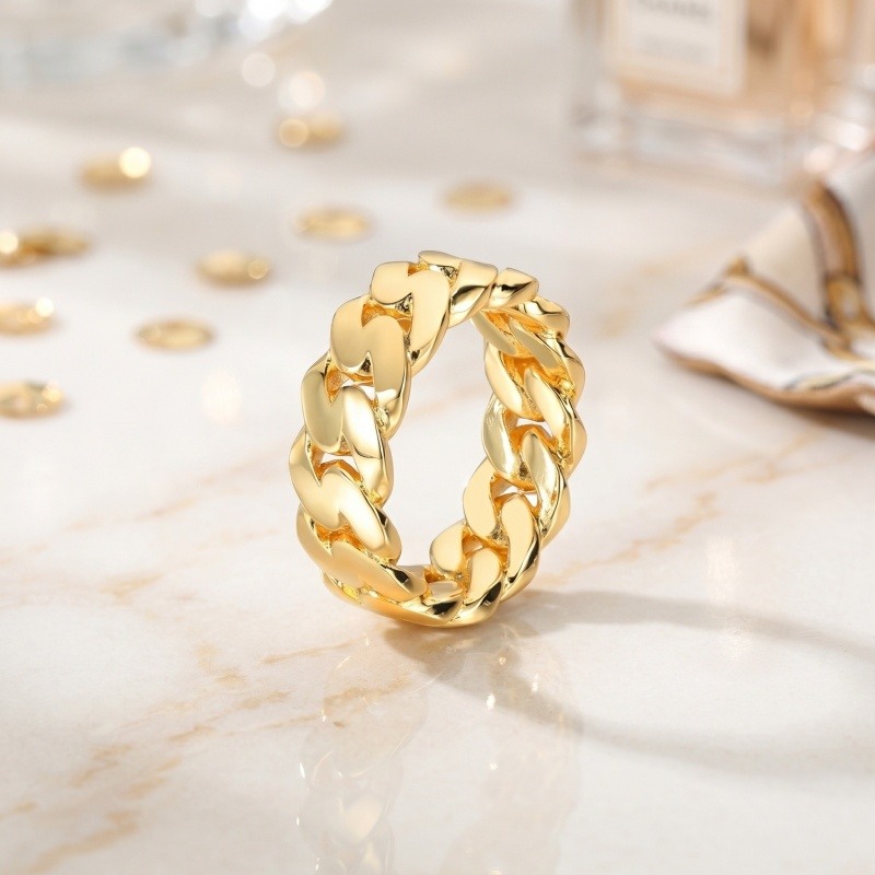 18K Gold 8mm Chain Ring for Men-3